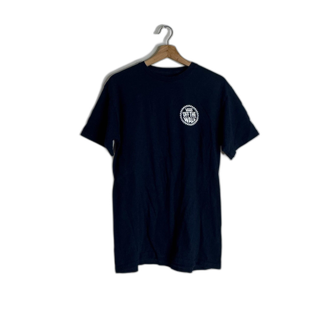 Vans Shirt Medium Navy Off The Wall Checkerboard Graphic Short Sleeve